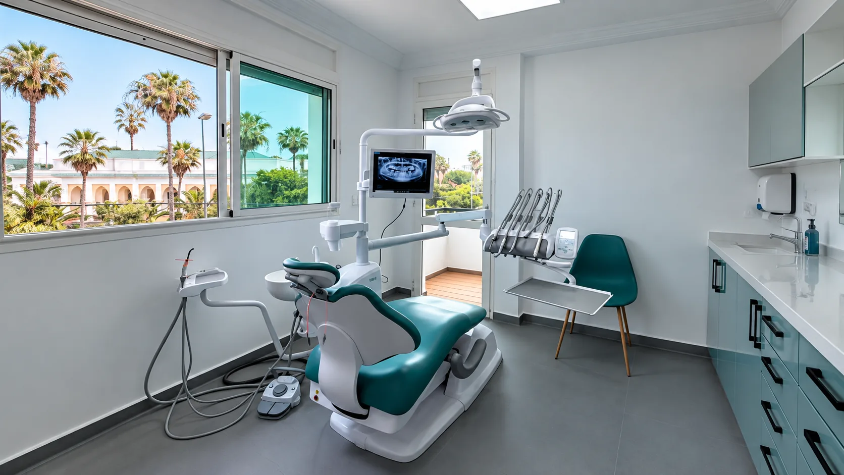 Salle de soins moderne du cabinet dentaire A/M Dental Center à Rabat